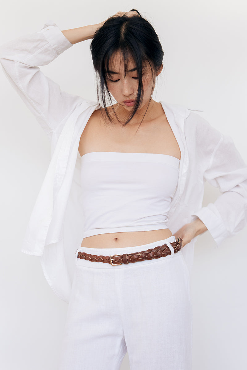 Karl Braided Leather Belt in Caramel - Image 3