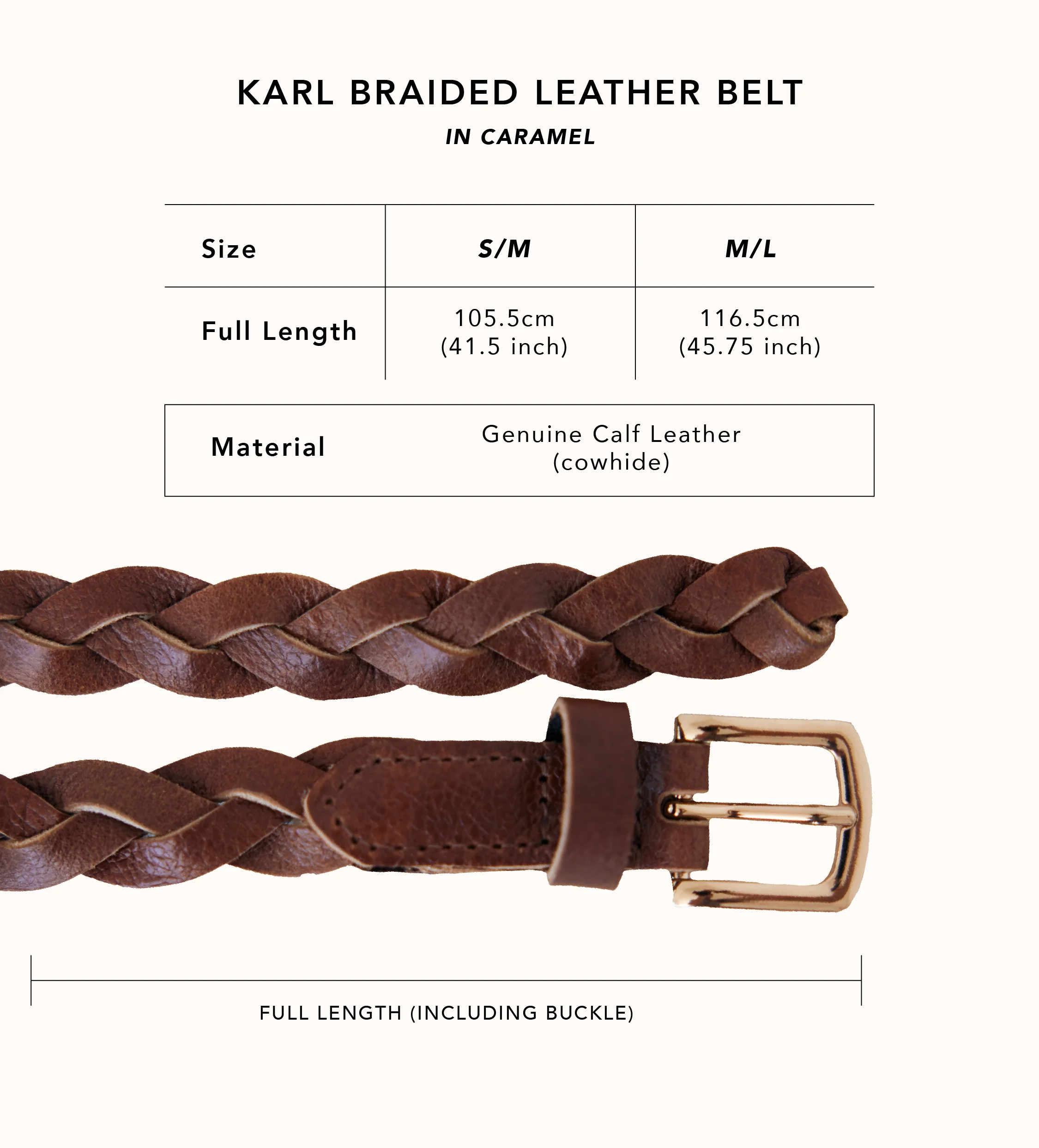 Karl Braided Leather Belt in Caramel - Image 7