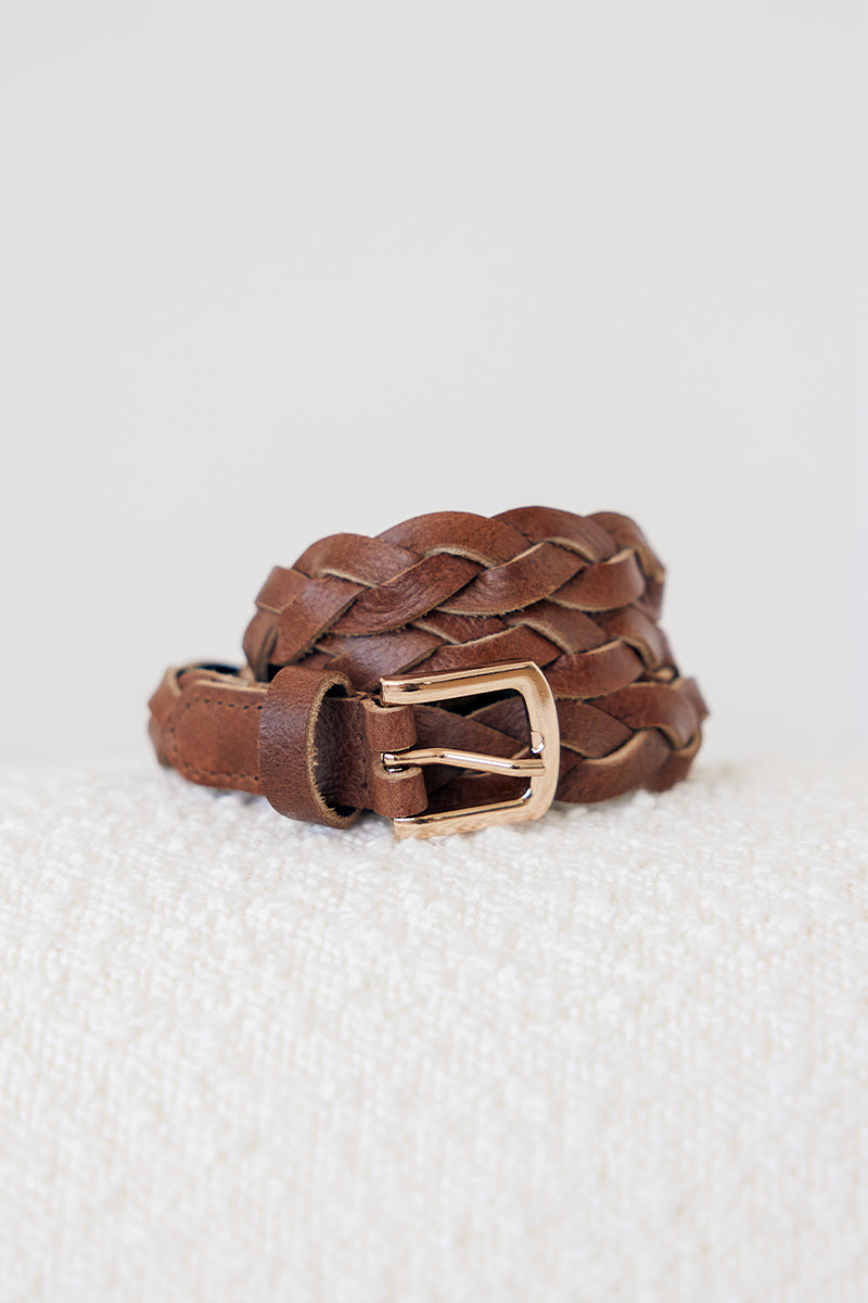 Karl Braided Leather Belt in Caramel - Image 8