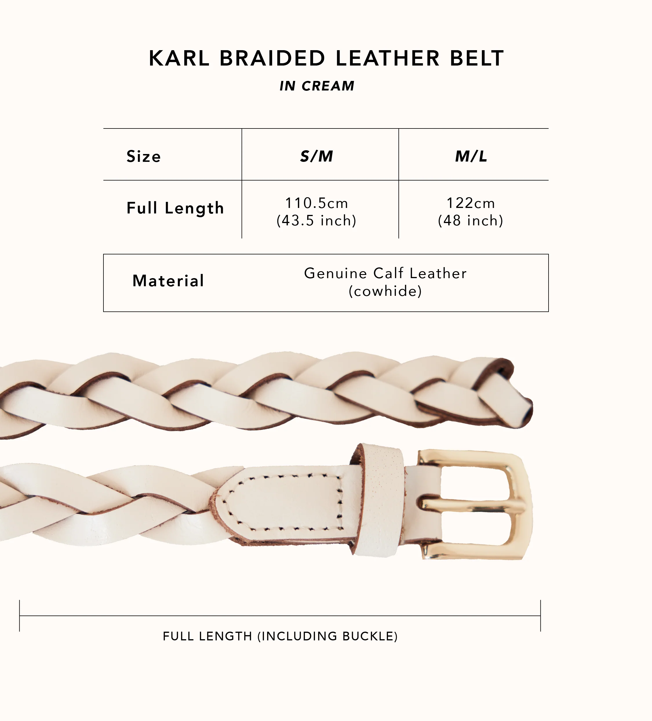 Karl Braided Leather Belt in Cream - Image 7