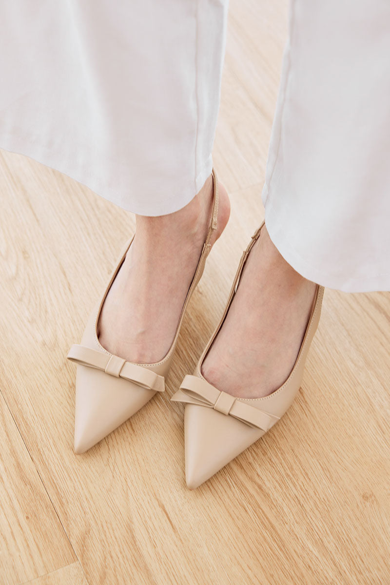 Keiana Ribbon Slingback Covered heels in Beige - Image 7