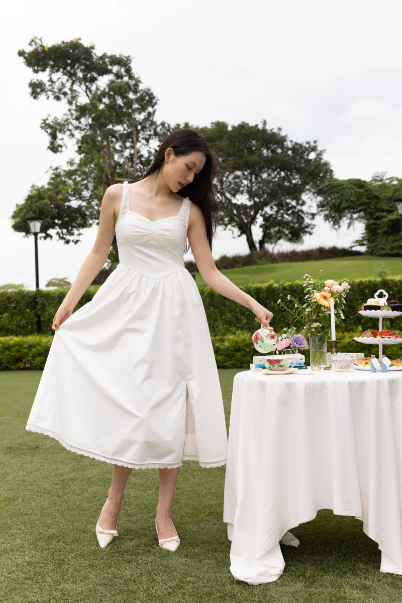 Keiana Ribbon Slingback Covered Heels in Cream - Image 2