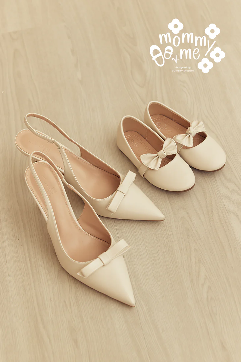 Keiana Ribbon Slingback Covered Heels in Cream - Image 4
