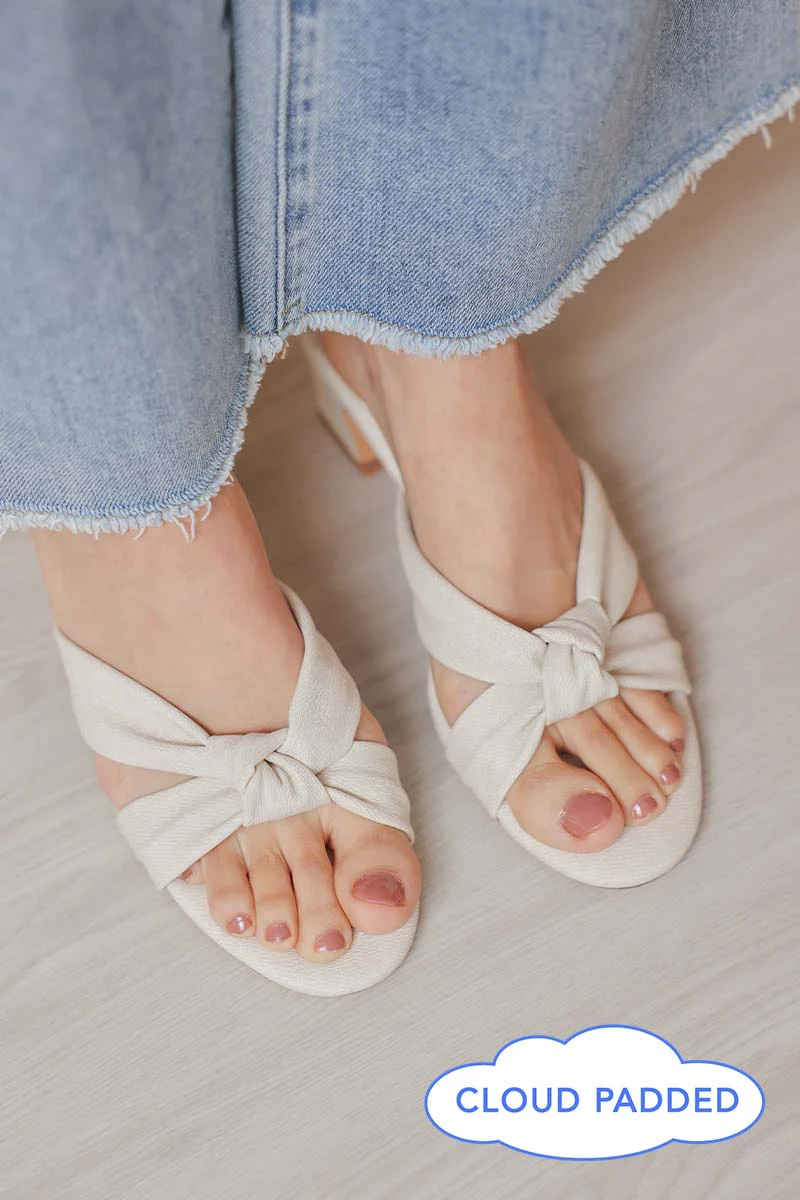 Khloe Cloud Knotted Heels in Waterproof Linen