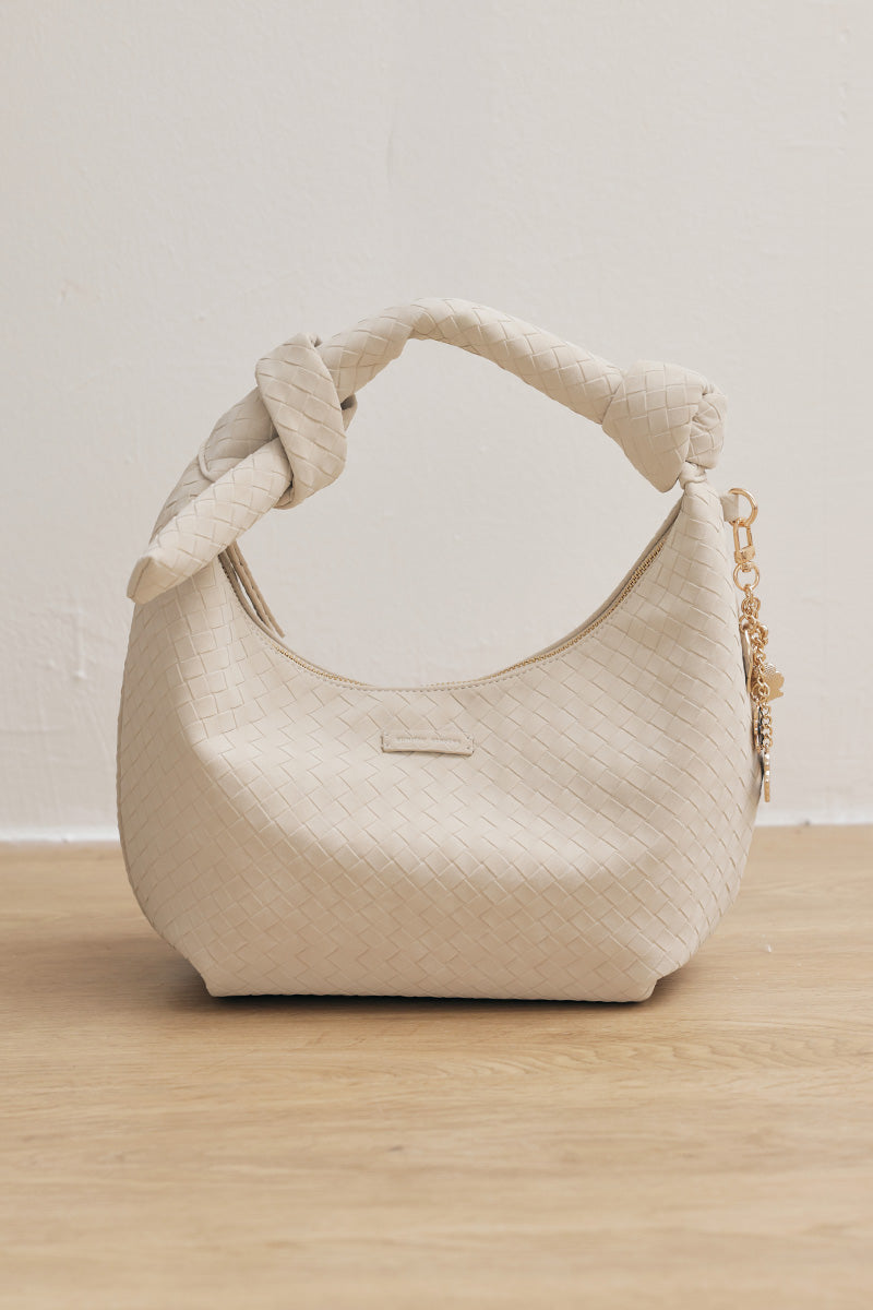 Kyoto Knotted Weaved Shoulder Bag in Cream - Image 6