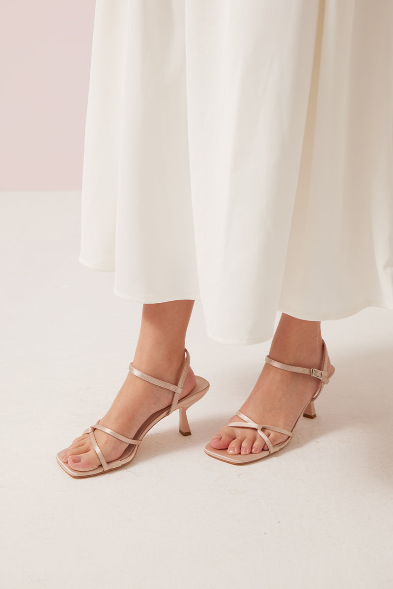 Lauryn Satin Strappy Sandals in Pale Rose - Image 3