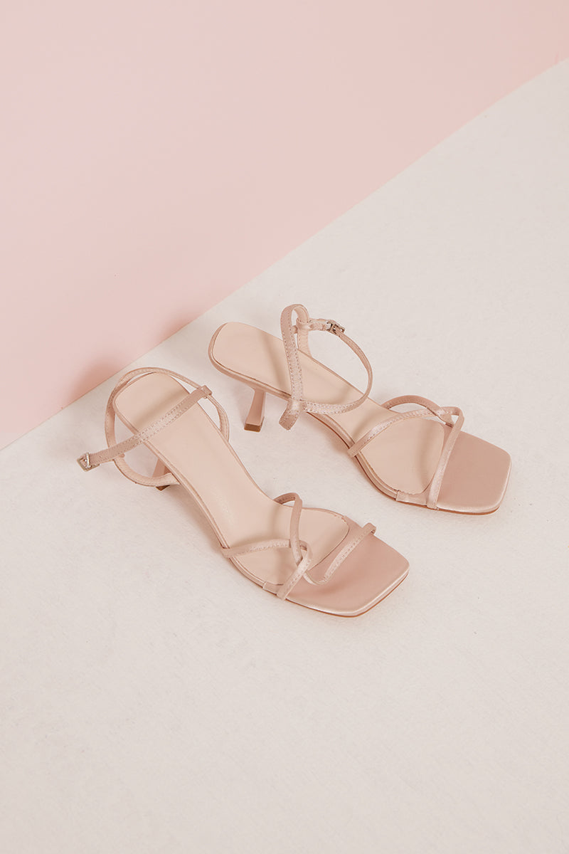 Lauryn Satin Strappy Sandals in Pale Rose - Image 7