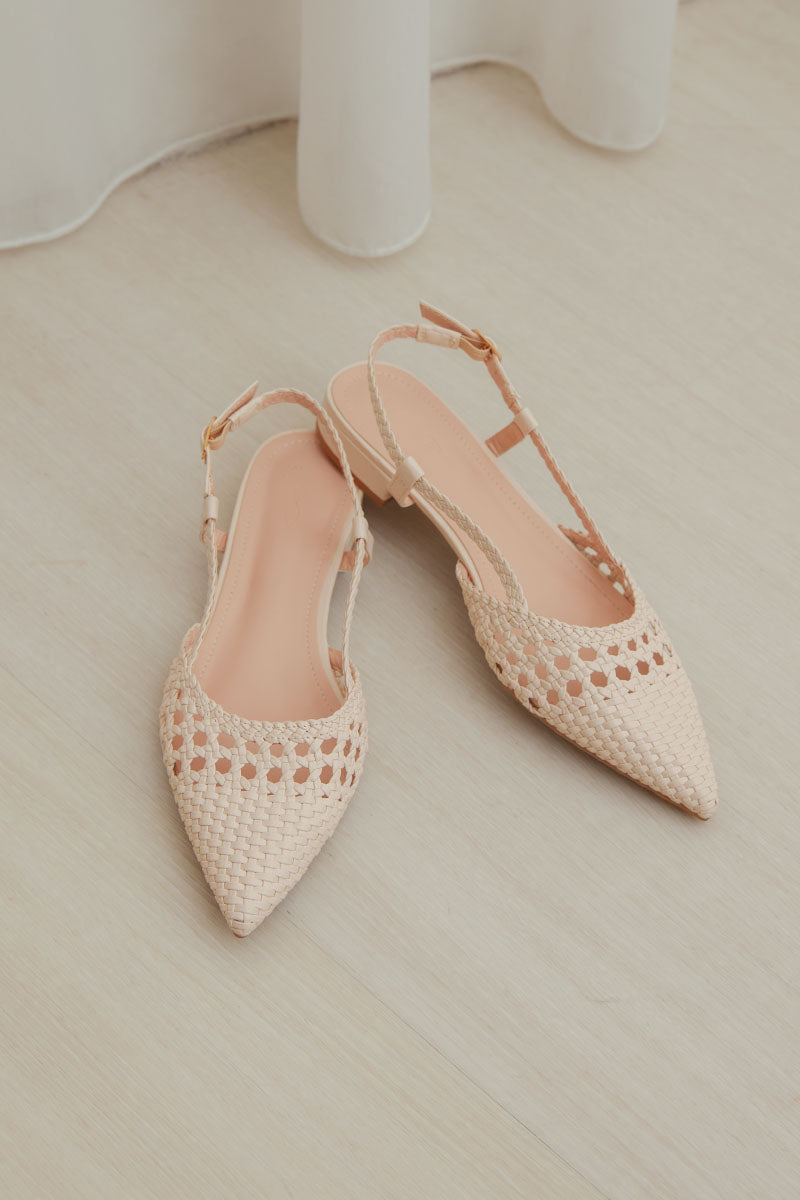 Lavelle Hand-woven Slingback Flats in Nude - Image 3