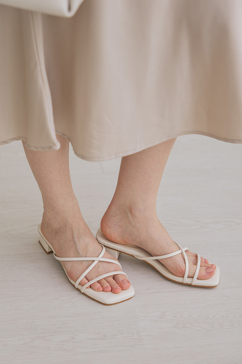 Lenix Strappy Cloud Block Heels in Cream - Image 3