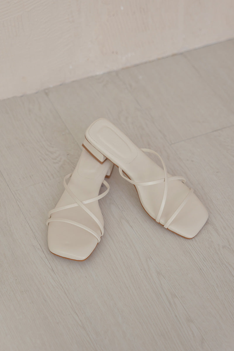 Lenix Strappy Cloud Block Heels in Cream - Image 5
