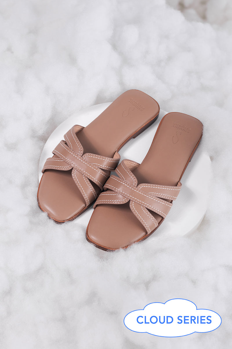Leone Interlocking Cloud Sliders in Taupe - Image 6