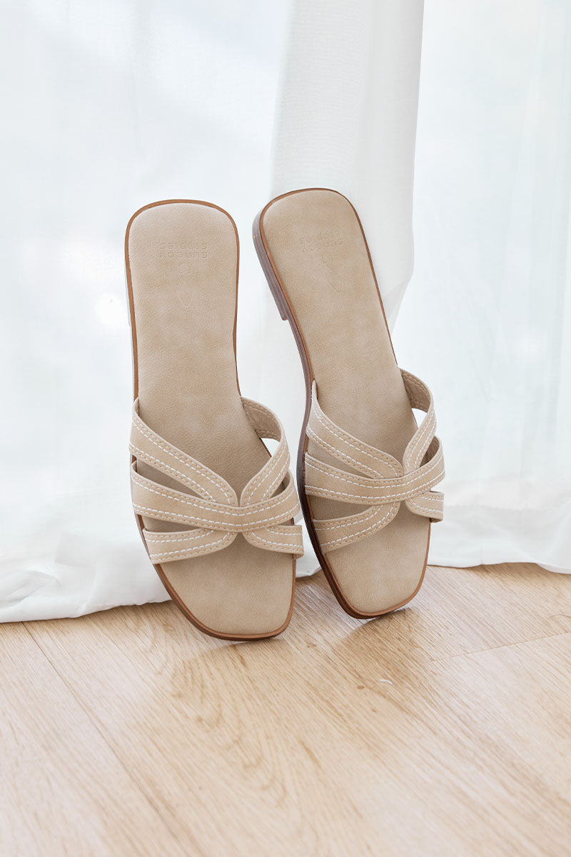 Leone Interlocking Cloud Sliders in Taupe Waterproof Suede - Image 5