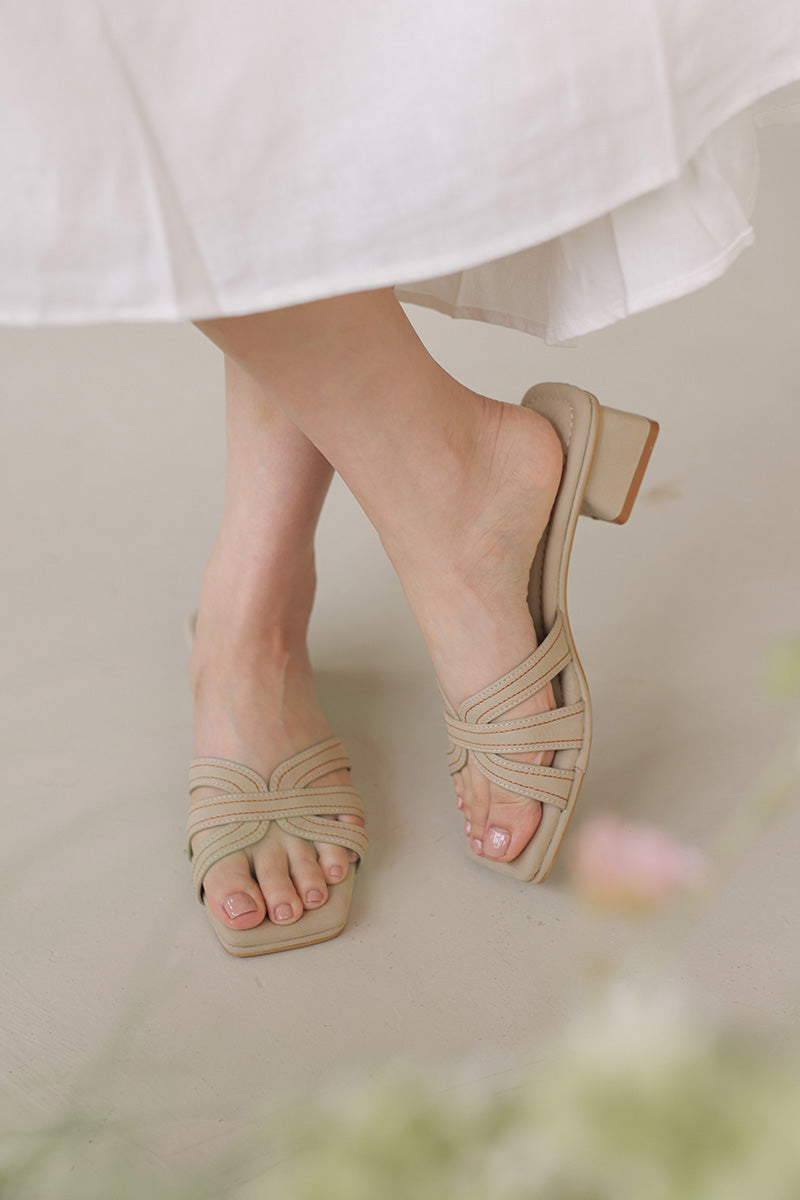 Leonora Cloud Heels in Taupe Waterproof Suede - Image 3
