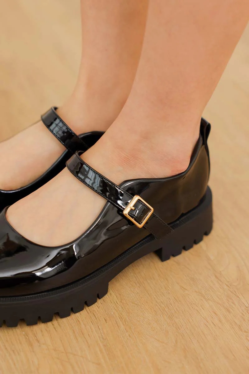 Lissa Patent Platform Mary Jane in Black - Image 5