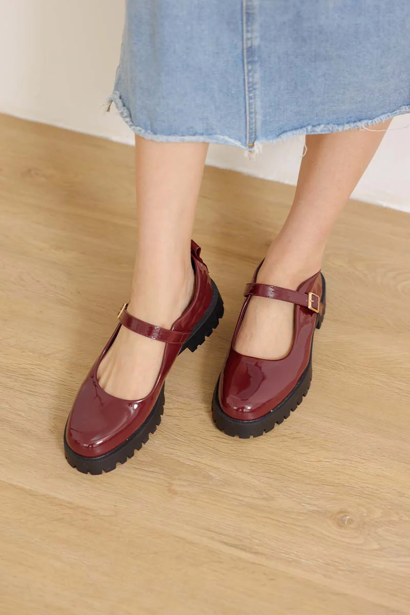 Lissa Patent Platform Mary Jane in Wine - Image 5