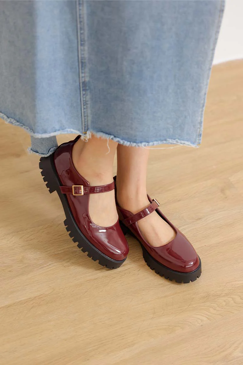 Lissa Patent Platform Mary Jane in Wine - Image 7