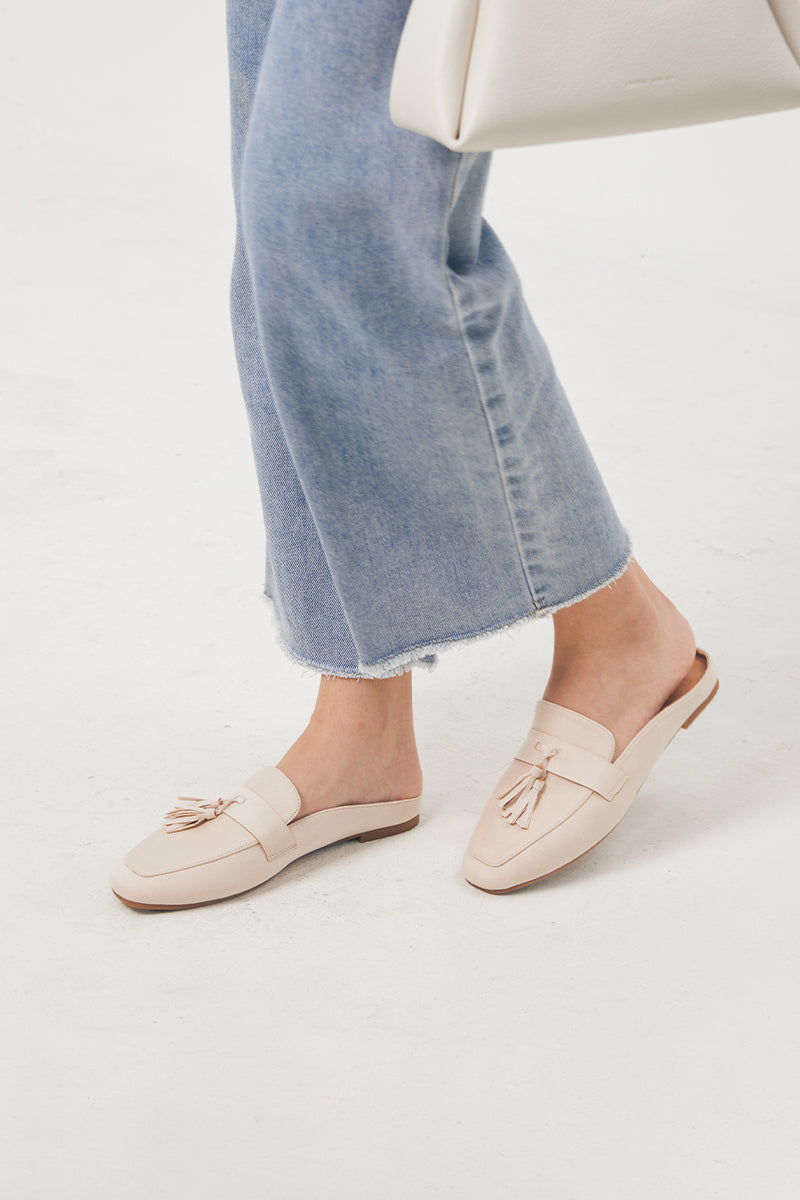 Lotus Tassle Mules in Cream - Image 3