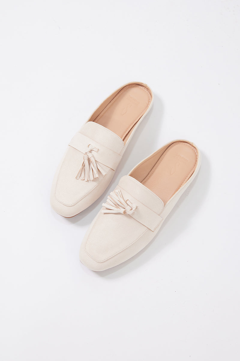Lotus Tassle Mules in Cream - Image 5