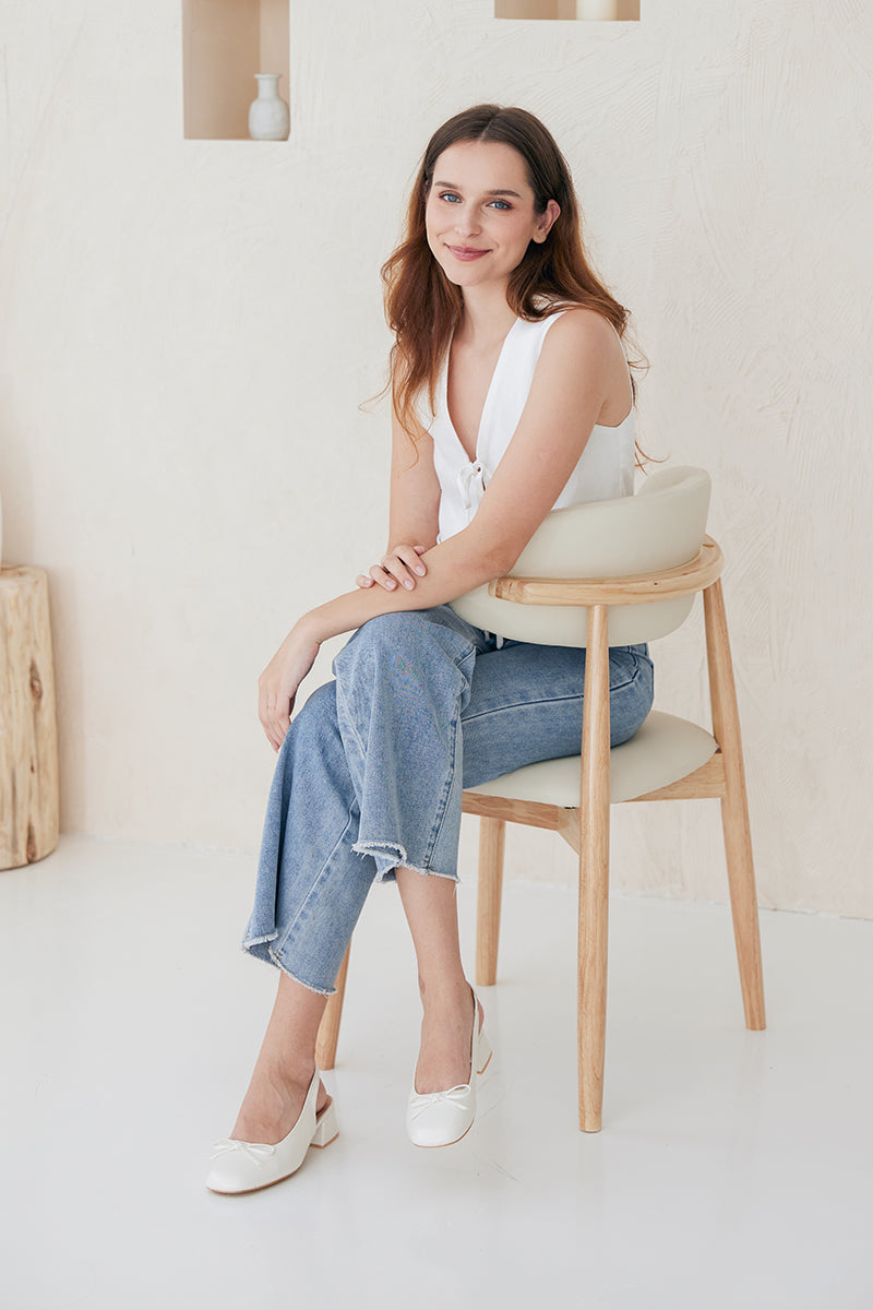 Lumi Ballet Slingback Heels in Cream