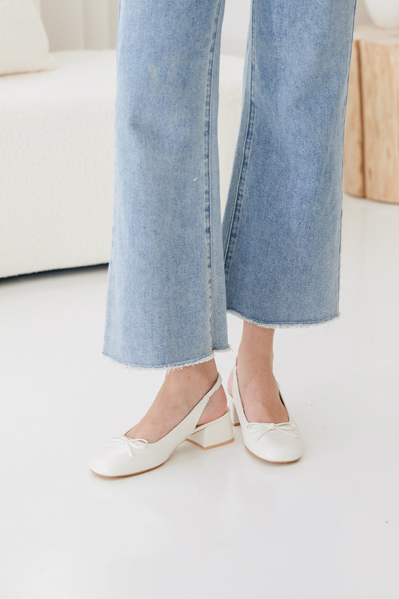 Lumi Ballet Slingback Heels in Cream - Image 4