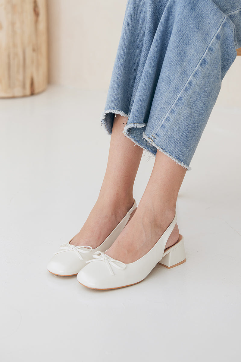 Lumi Ballet Slingback Heels in Cream - Image 7