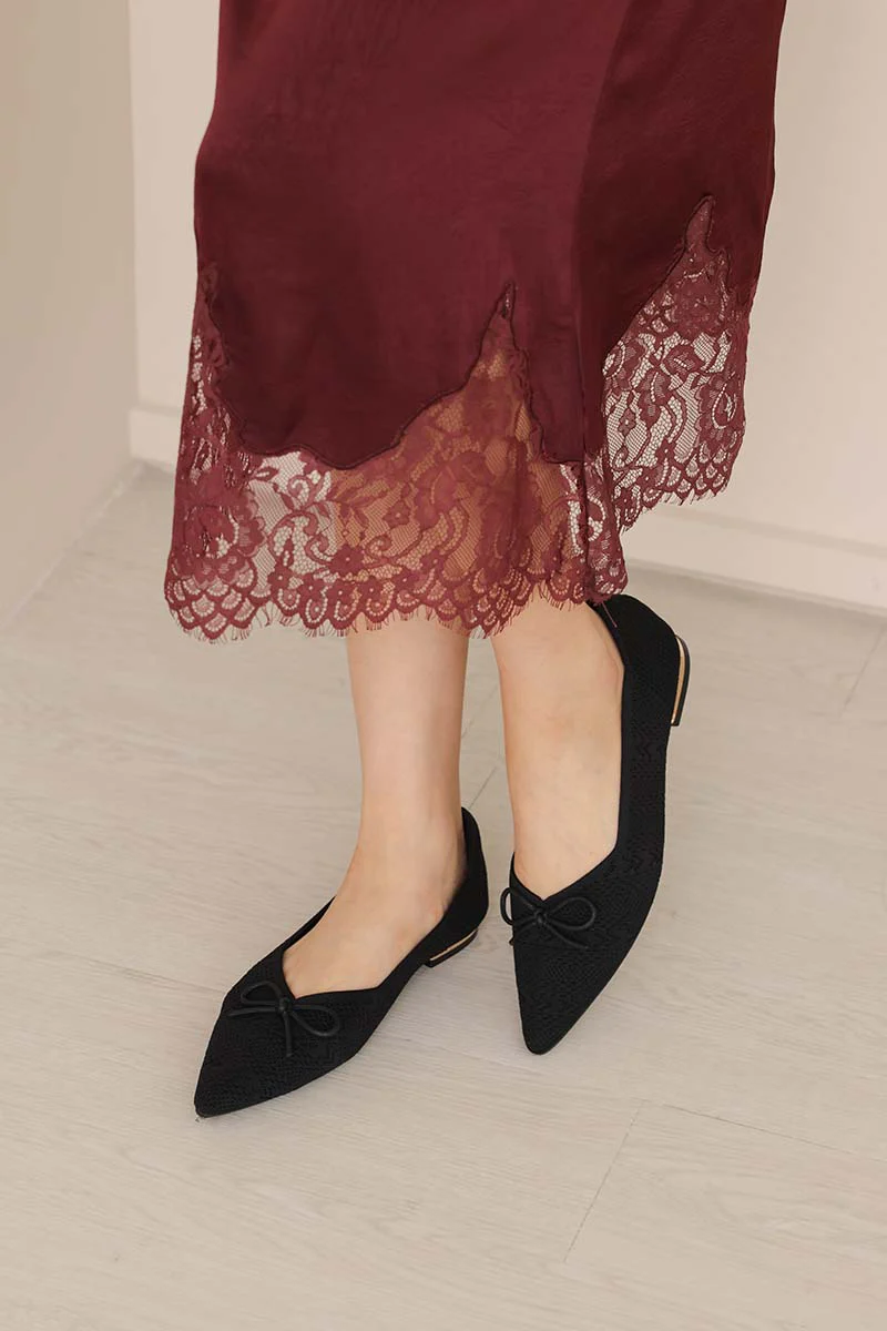 Lumina Bow Knit Flats in Black - Image 3
