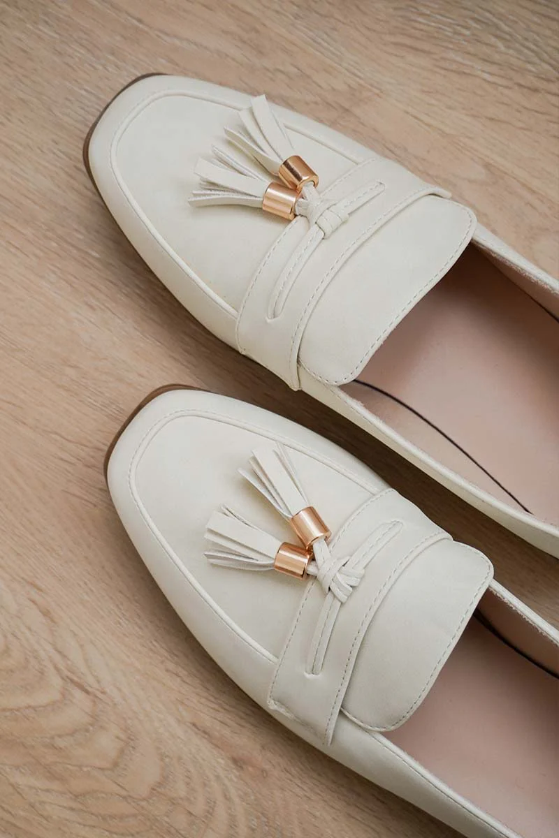Lunelle Loafers in Waterproof Suede Cream - Image 3