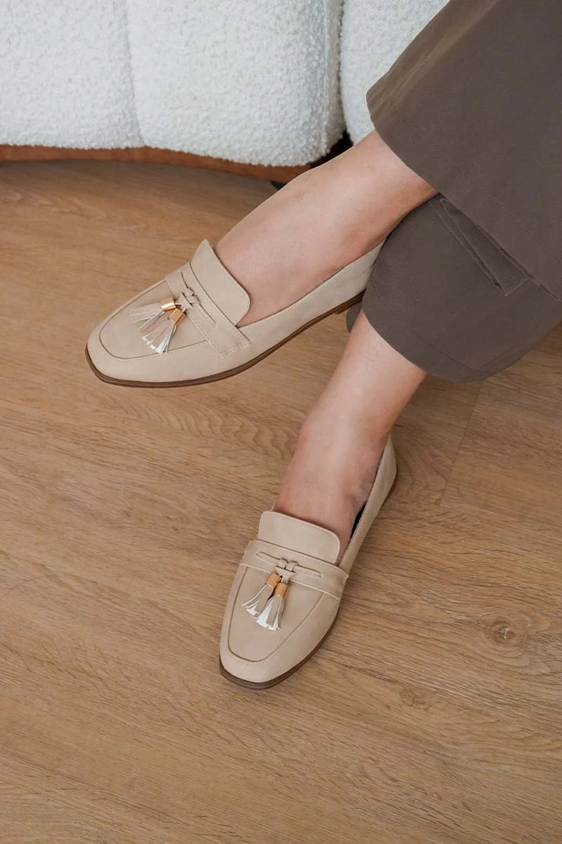 Lunelle Loafers in Waterproof Suede Taupe - Image 2