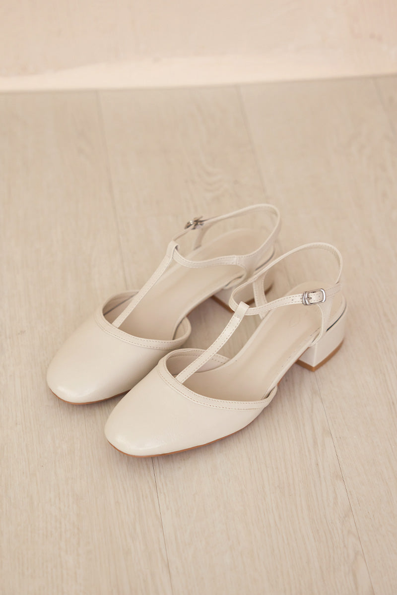 Malorie Tbar Heels in Cream Patent - Image 4
