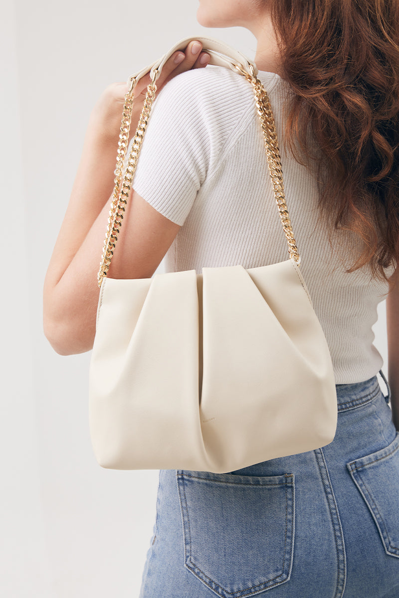Mantou Ruching Bag in Vanilla - Image 4