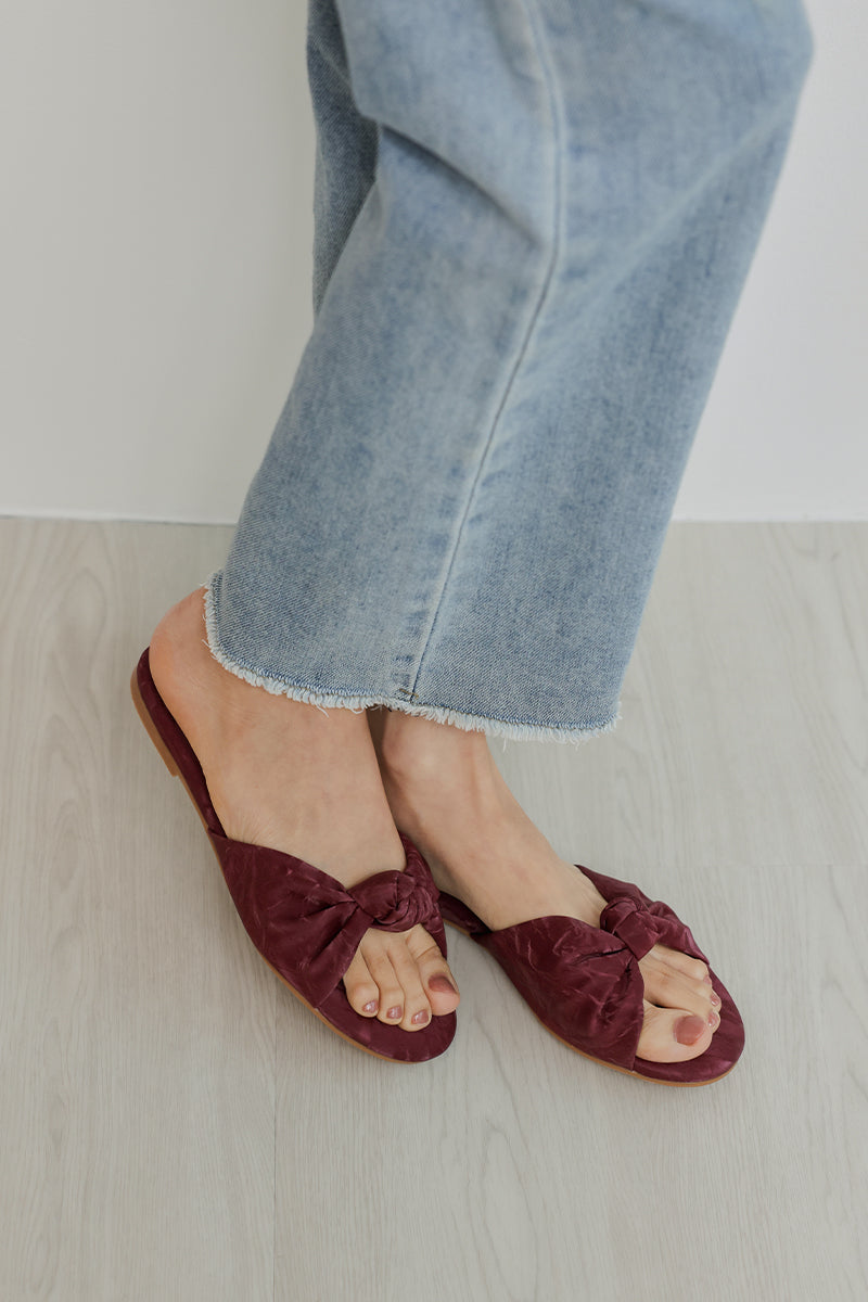Marisse Knotted Sliders in Waterproof Crimson - Image 2