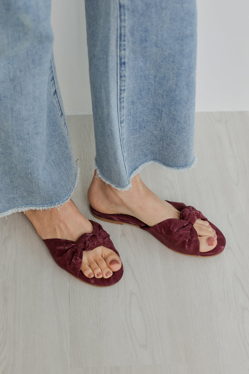 Marisse Knotted Sliders in Waterproof Crimson - Image 4