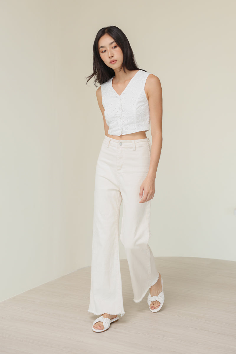 Marisse Knotted Sliders in Waterproof Satin Cream - Image 2