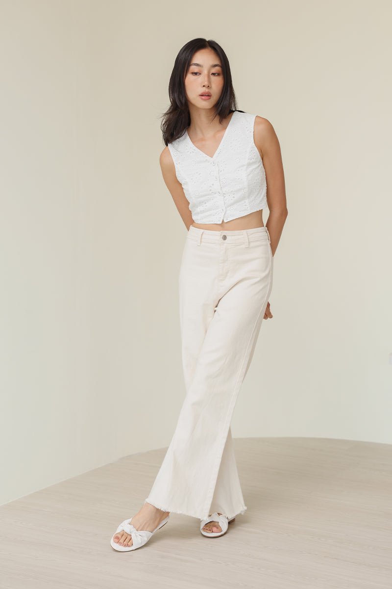 Marisse Knotted Sliders in Waterproof Satin Cream - Image 4