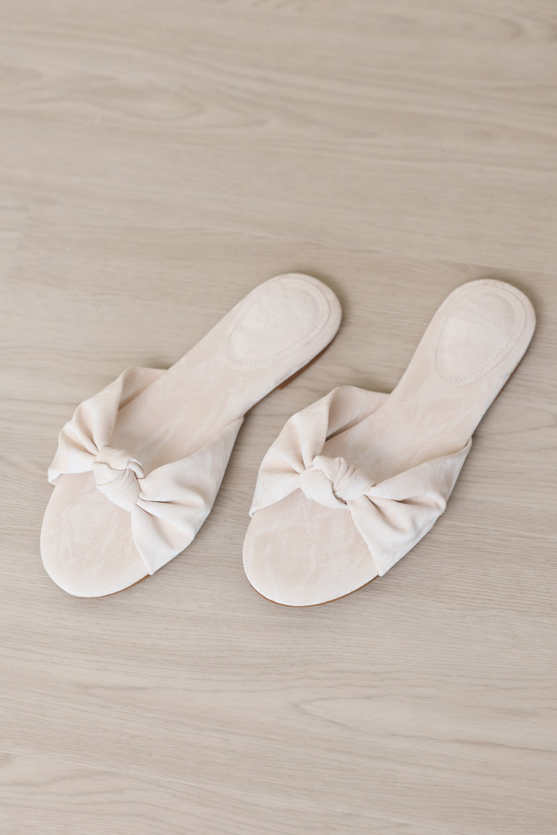 Marisse Knotted Sliders in Waterproof Satin Cream - Image 6