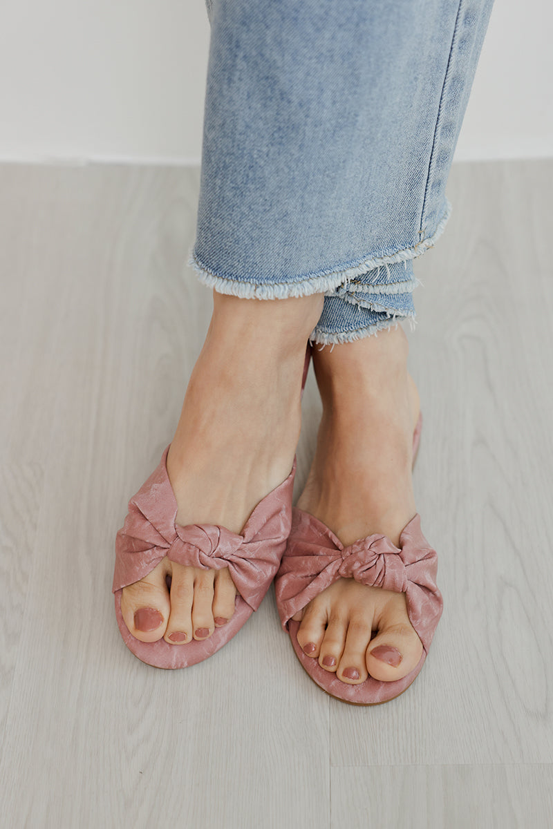 Marisse Knotted Sliders in Waterproof Satin Pink - Image 6