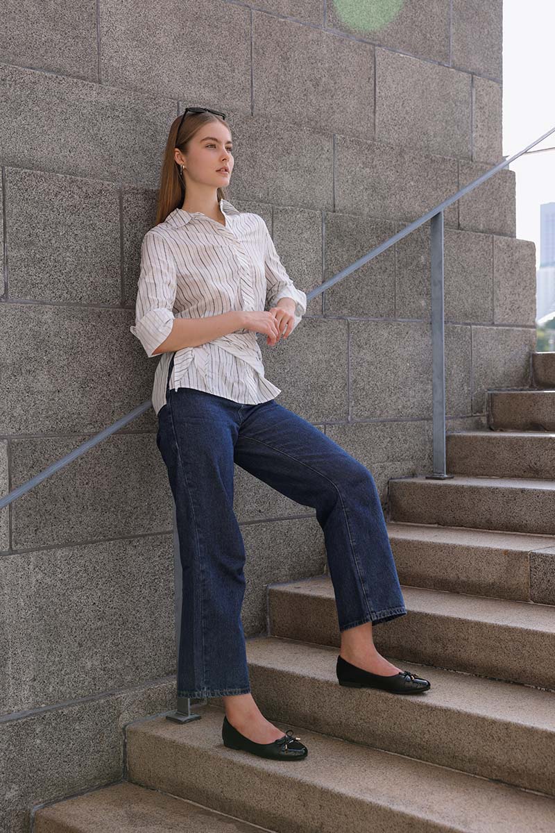 Megumi Ballet Cloud Flats in Black - Image 2
