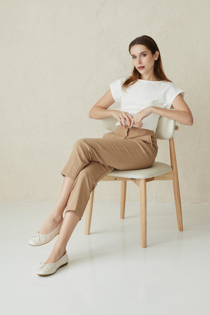 Melodie Calf Leather Ballet Flats in Cream - Image 4