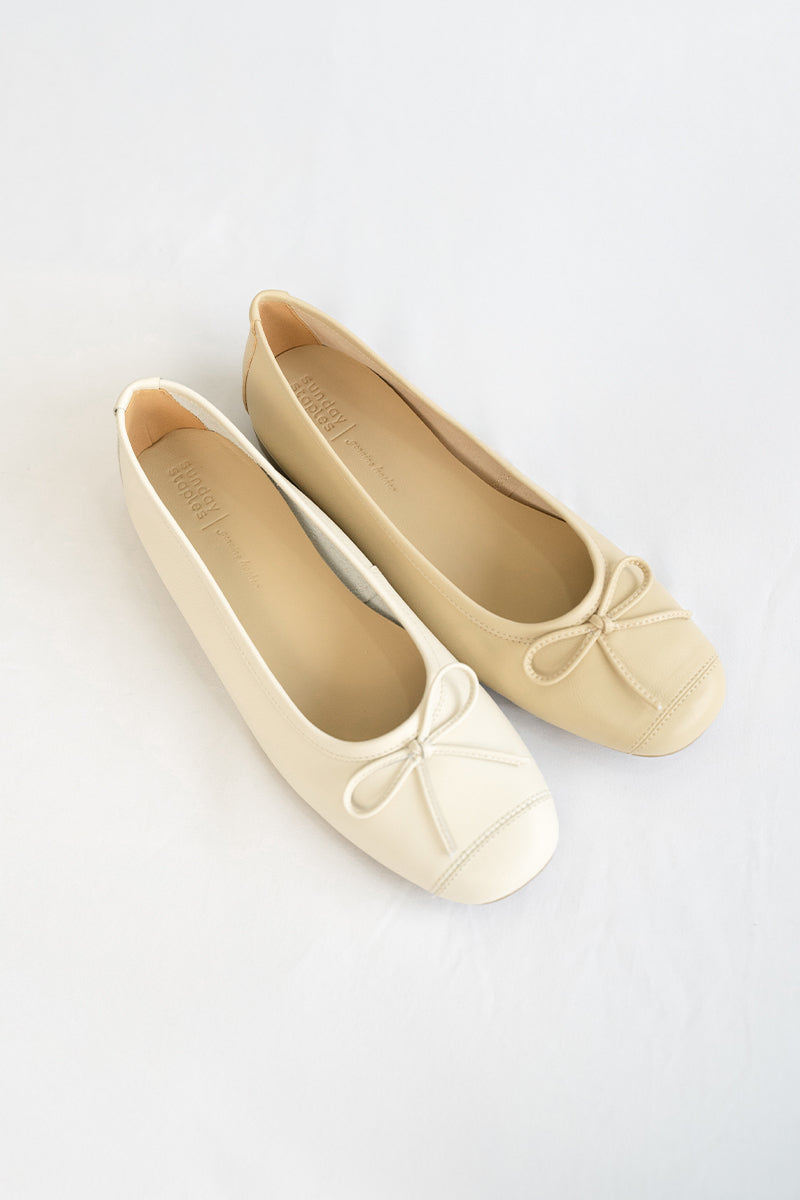 Melodie Sheep Leather Ballet Flats in Nude - Image 6