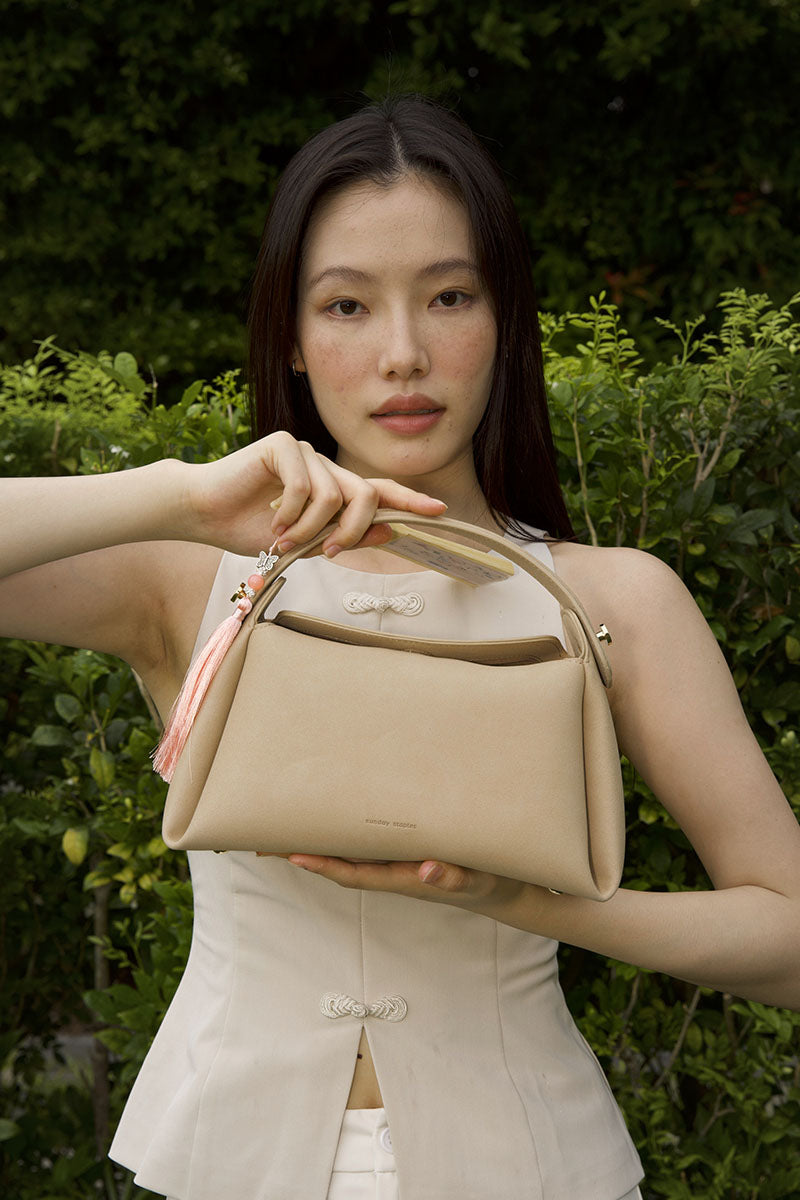 Milan 28 Waterproof Suede Top-handle Bag in Desert - Image 3