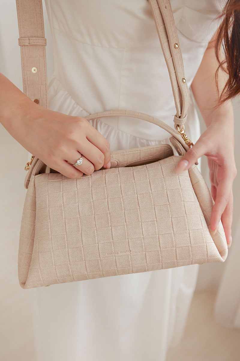 Milan 28 Weaved Top-handle Bag in Natural - Image 5