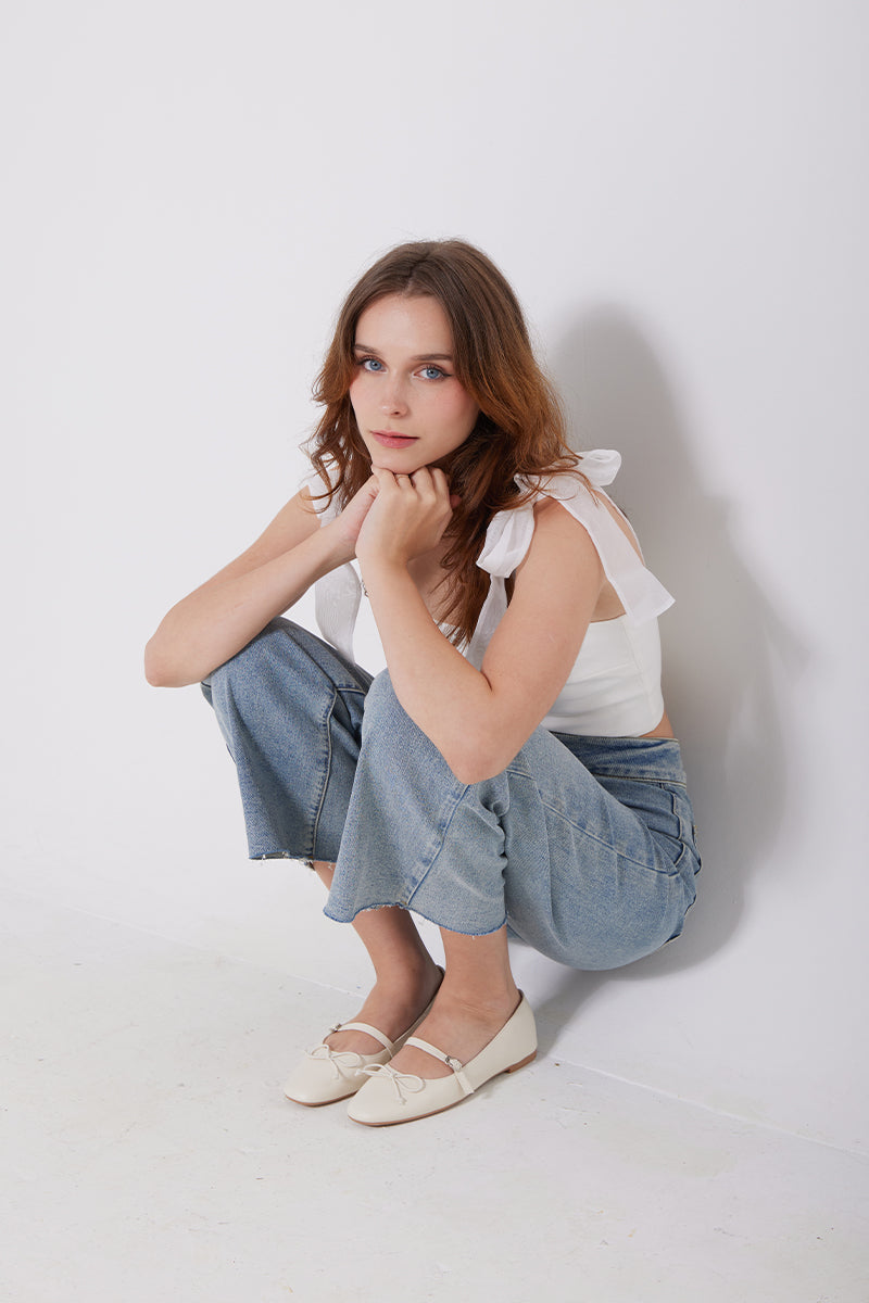 Misty Ballet Maryjane Flats in Cream - Image 2