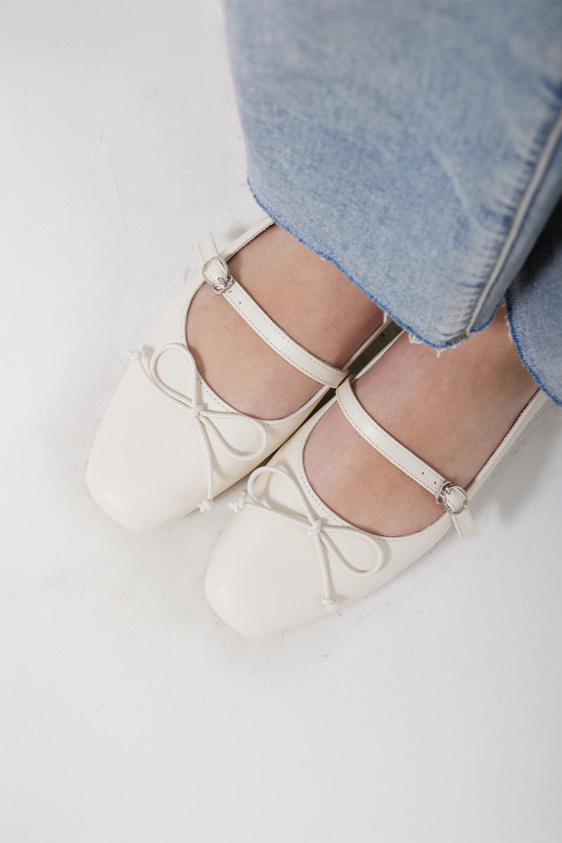 Misty Ballet Maryjane Flats in Cream - Image 7