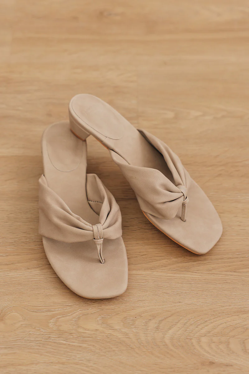 Nixie Thong Block Heels in Ash Suede - Image 6