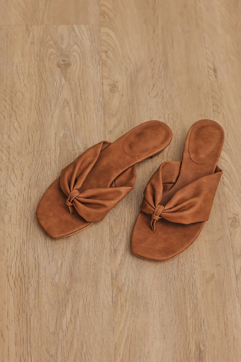 Nixie Thong Block Heels in Espresso Suede