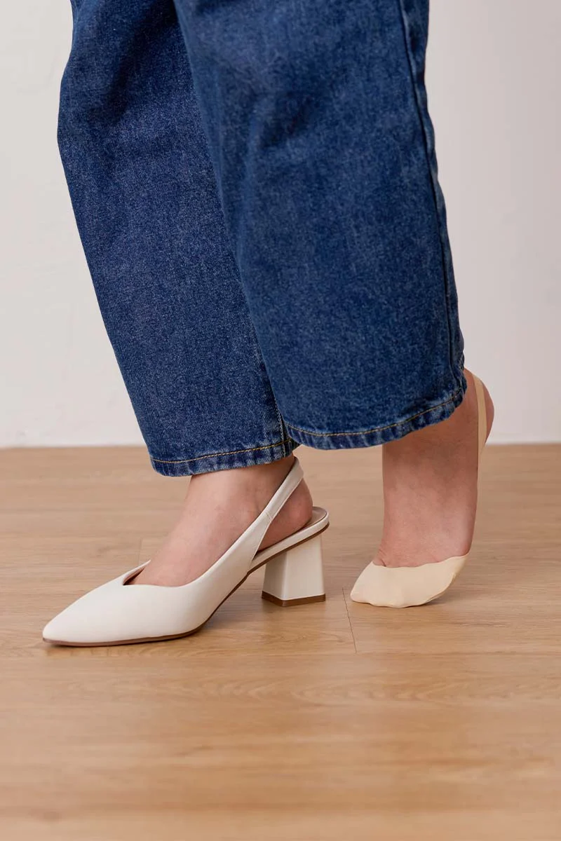 2-Pair Pack Non Slip Invisible Slingback Socks in Nude - Image 6