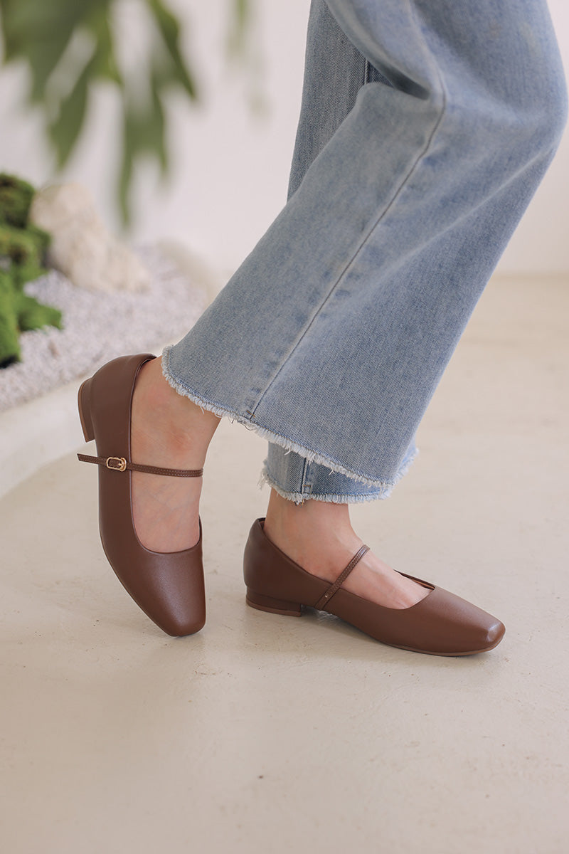 Norell Cloud Maryjane Flats in Brown - Image 3