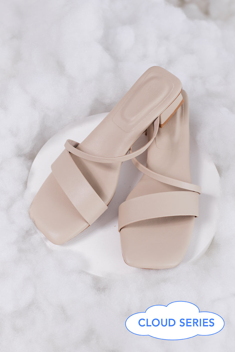 Odette Strappy Cloud Heels in Beige