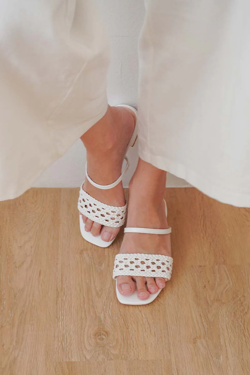 Opaline Hand-woven Sandals in Cream - Image 2