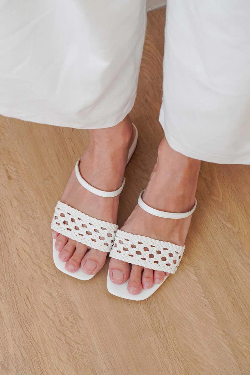 Opaline Hand-woven Sandals in Cream - Image 3